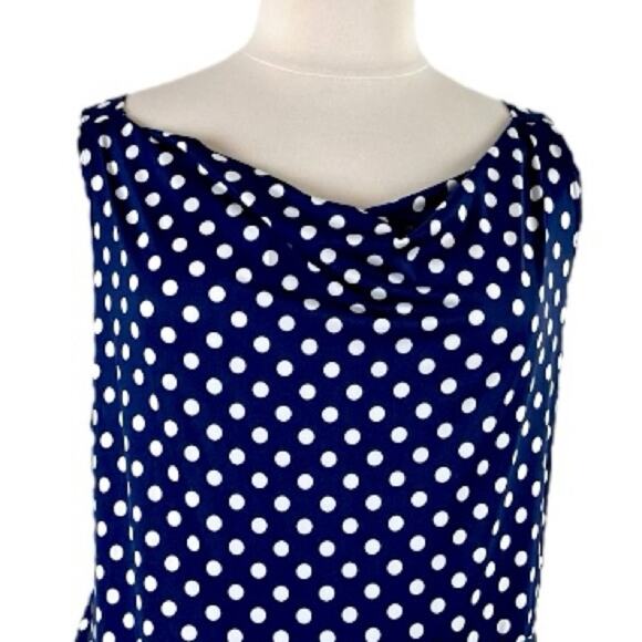 Star Vixen Dress Drape Neck Ruched Bodycon Blue White Polka Dot Women’s Plus 2X - Picture 5 of 12